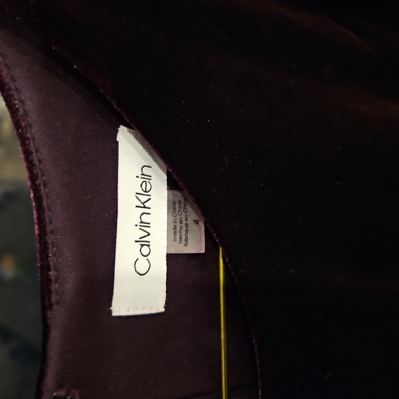 Sz 4 Aubergine Calvin Klein Dress, Velvet - Picture 2 of 3